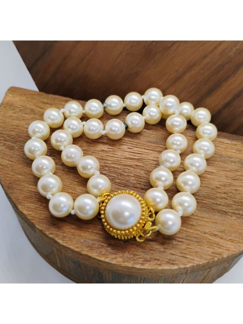 Vtg 80's Nordstrom Hand Knotted Faux Pearl Bracelet Double Strand Size 6 1/2